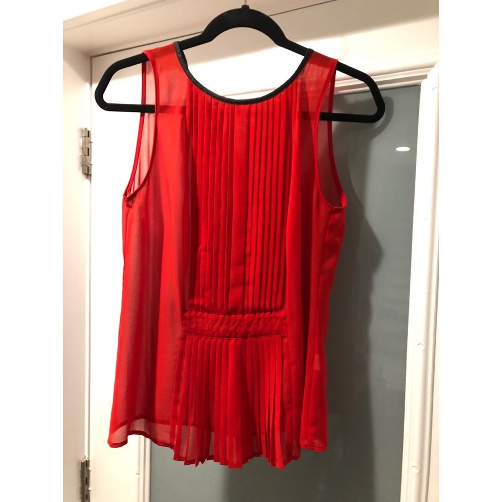 Zara Trafaluc pleated Red tank with black trim